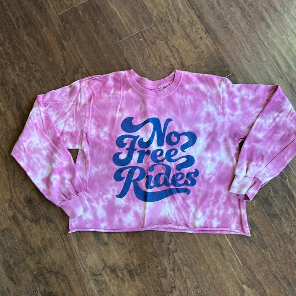 ✌️Cold Crush Juniors Medium Tie-Dye Crop Sweatshirt – “No Free Rides”
